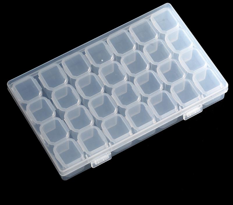 Storage 28 lattice jewelry storage box finishing dust proof lattice transparent drill box medicine box beads button 1853
