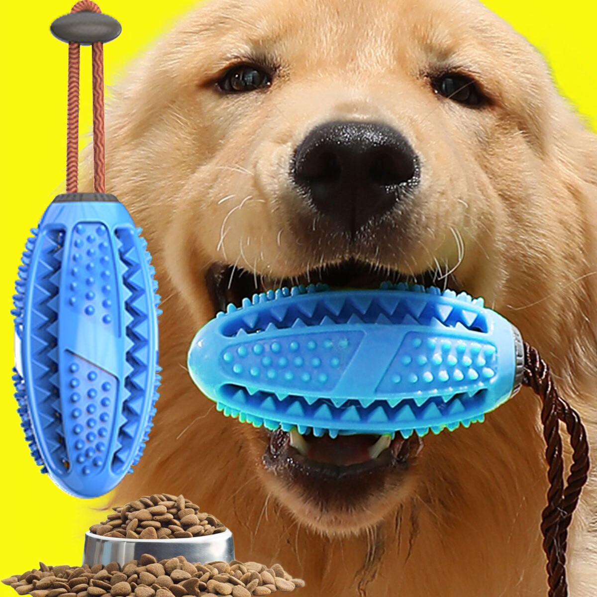 Centro de juguetes de goma Kong para perros pequeños, accesorios interactivos para cachorros, cepillo de dientes para perros, Bulldog francés: Blue