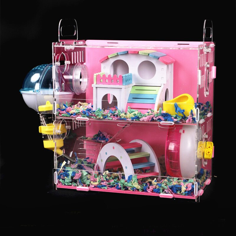 Grote Maat Hamster Huis Acryl Transparant Hamsterkooi Wielen Kleine Huisdier Villa Cavia Kooi Speelgoed Nest Accessoire 30x20x30CM: jk-6