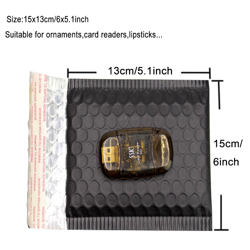 10PCS Schwarz Metallic Gepolsterte Mailer Porto Mailer Kleidung Schuhe Beutel Folie Blase Umschläge: Matte-15x13cm