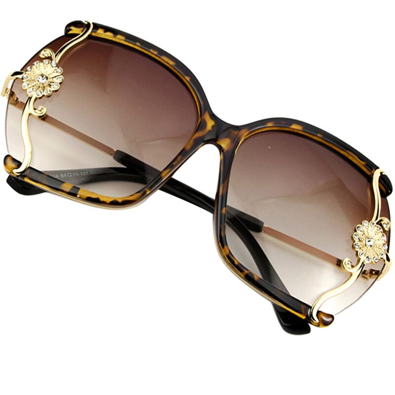 Luksus mærke solbriller til kvinder med fine blonder og rhinsten dekoration semi-rimless stel solbriller kvinder: Høgnæb ramme