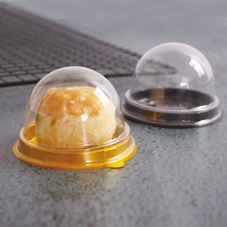 50 Stuks Ronde Mini Maan Cake Container Trays Wedding Party Favor Dozen Yolk Scherpe Verpakking Bakken Accessoires
