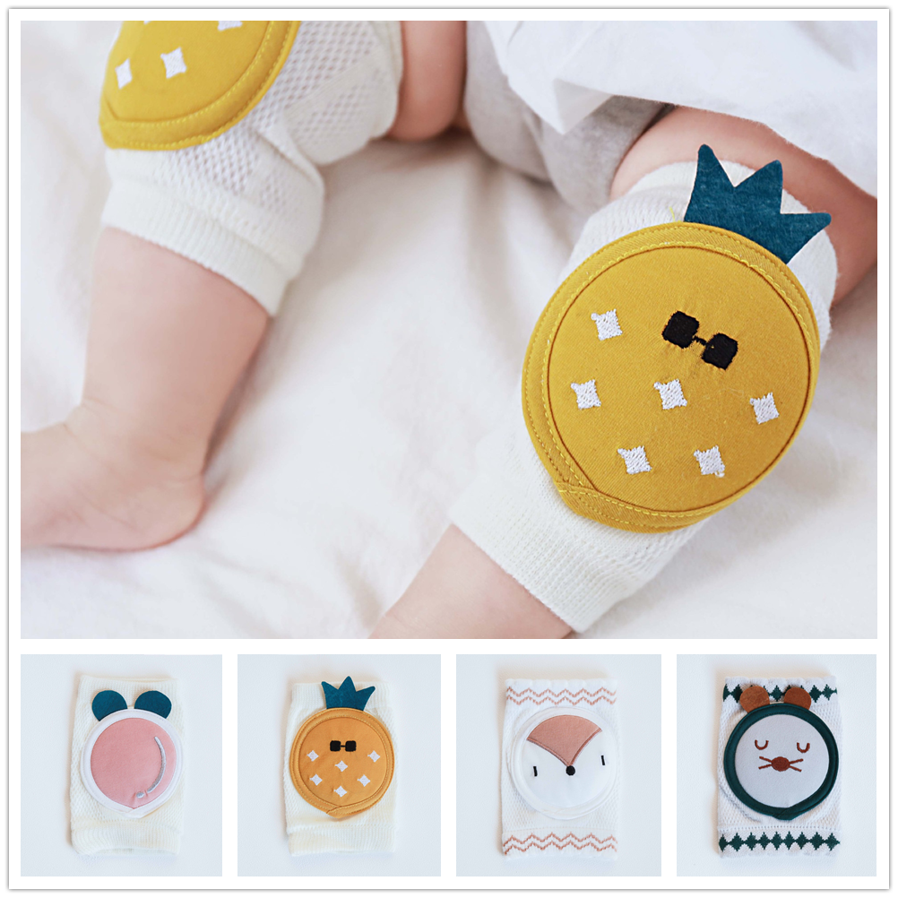 0-3Years Baby Knee Pads Infant Non Slip Crawling Elbow Cartoon Animal Mesh Breathable Kneepads Protector Toddler Safety Cushion