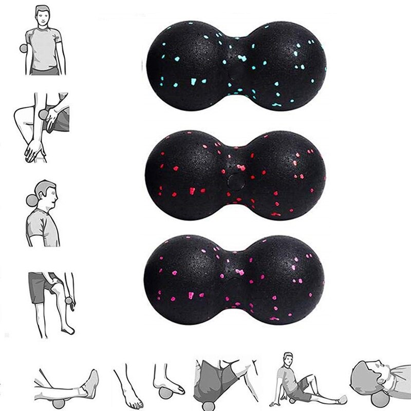 16*8CM Peanut Fitness Massage Ball Set Double Lacrosse Mobility Ball for Myofascial Physical Therapy Deep Tissue Massage