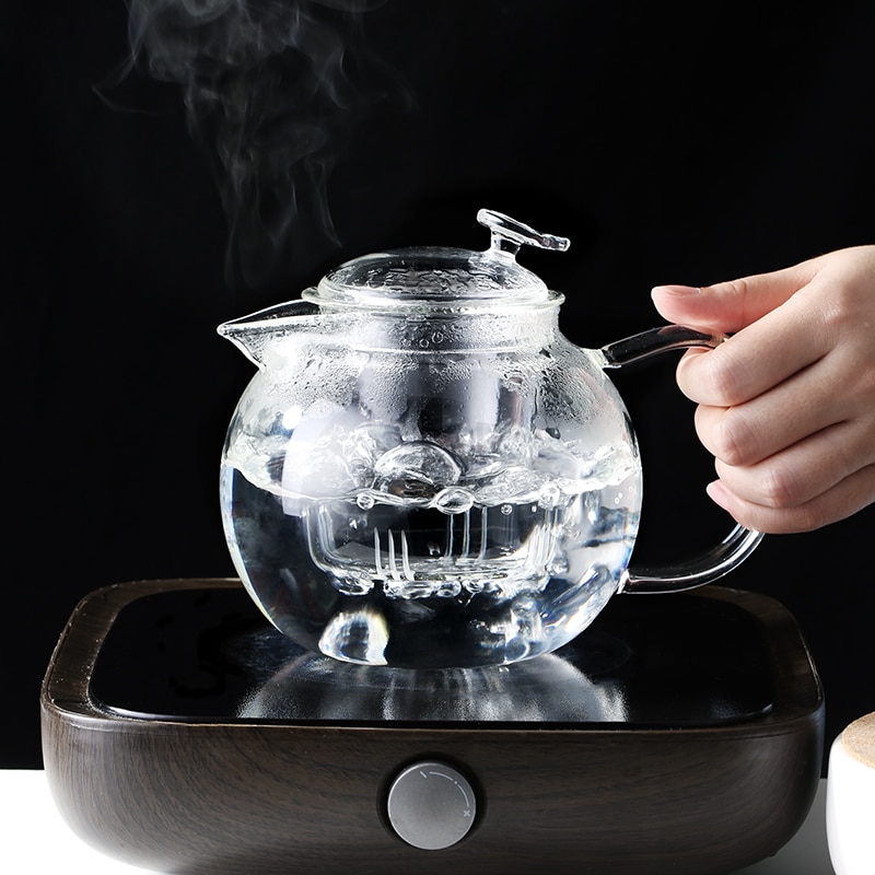 Glass Teapot Infuser Cups Set Good Clear Borosilicate Stovetop Safe Kettle Blooming and Loose Leaf Tea Pots Oneisall