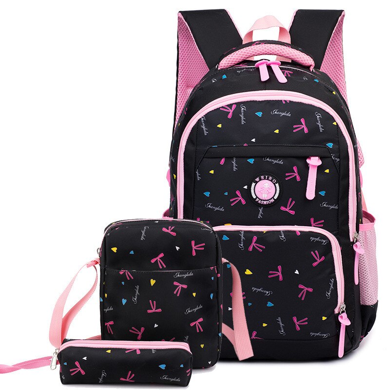 Meisjes Schooltassen set Orthopedische Prinses Schooltassen Kinderen Rugzak Meisje Primaire Boekentas Kids Mochila Infantil: black