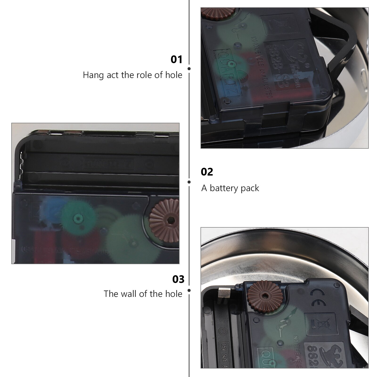 DIY Large Cross-stitch Clock Hands Needles Wall Clocks 3D Home Art Decor Clock Mechanism Accessories(Black,without