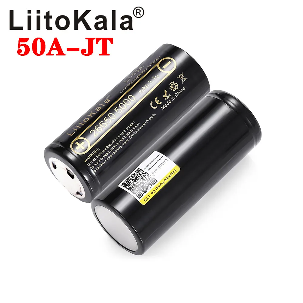 LiitoKala Lii-50A puntiagudo 3,7 V 26650 5000mA baterías recargables descargador 26650-50A 20A batería de alimentación para linterna herramientas electrónicas