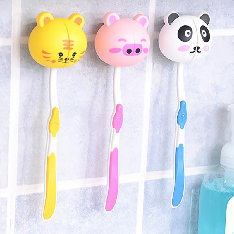 1PC Cartoon Animal Toothbrush Holder Toiletries Toothpaste Holder Bathroom Sets Suction Hooks Tooth Brush Container