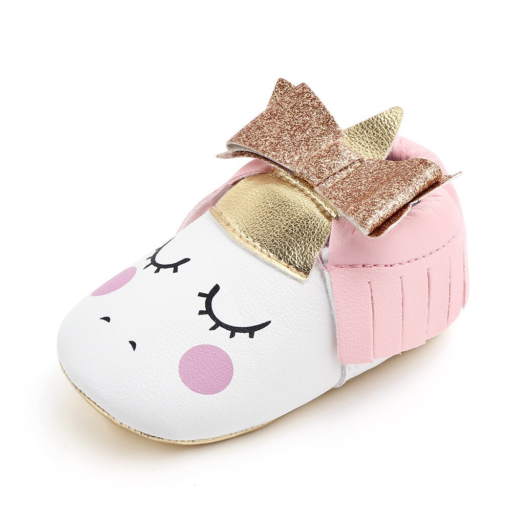 toddler baby girl flowers unicorn shoes plush PU shoes soft bottom crib shoes spring and autumn first step 0-18M: 4 / 13