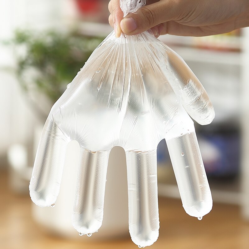 Guantes desechables de plástico para el hogar, manoplas multifuncionales para restaurante, barbacoa, 100 unids/paquete