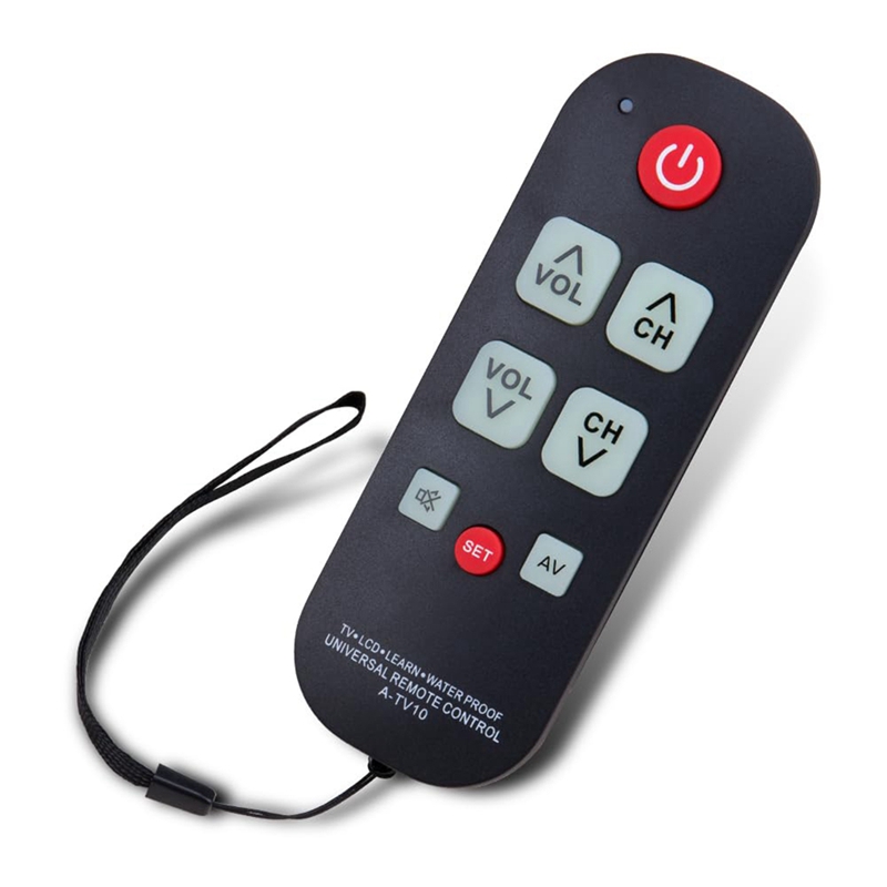 A-TV10 Senior TV Fjernbetjening - Universal, Simpel, Vandtæt med LED-lys til Alle TV-modeller: Default Title