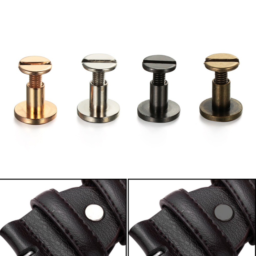 10 stk/pose 5/6.5/ 8mm stropnitter skrue solid sømbolt bogholderi rundhovedskruer til bagagetøj/taske/sko diy læder