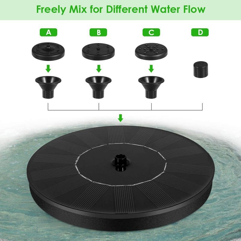 Solar Powered Mini Fountain Garden Pool Pond Solar Panel Floating Pump Submersible Outdoor Fountain Panel Kit 1 Set