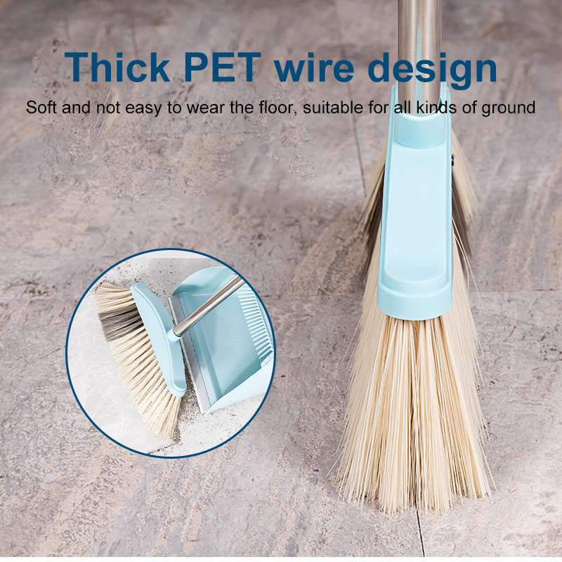 3 PCS Broom Dustpan Set With Fully Squeegee Clean Floor Dust Sweeper Wiper Broom for Home Office Garden Kitchen Cleaning Tool