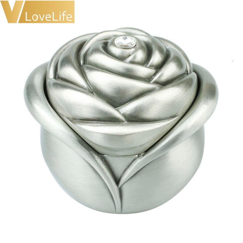 1x rose ring box mr & mrs bryllup engagement øreringe form sølv / kobber / guld armbånd skønhed smykker æske holder romantisk: Sølv 1 ring
