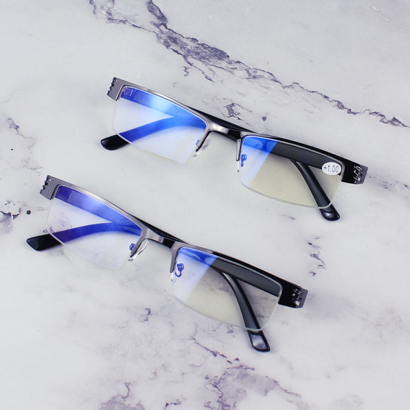 Vanlook Reading Glasses Frames Men Metal Half Rim Eyeglasses Frame Anti Blue Ray UV For Computer Optical Spectacle 0 +100 +2.50