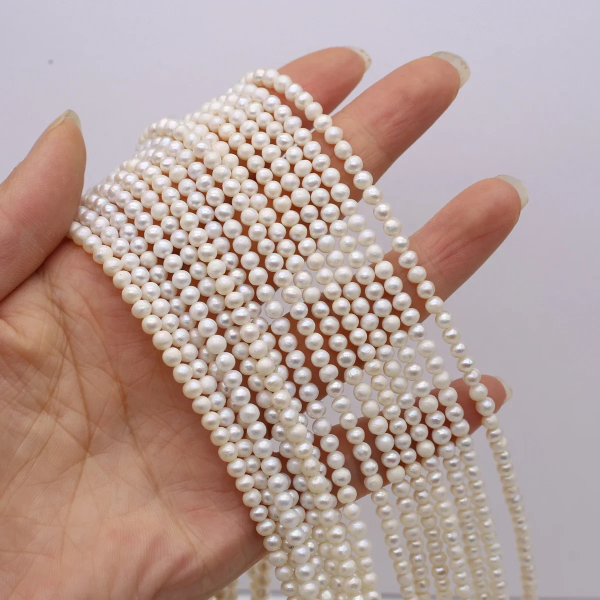 Naturlige ferskvandsperler, perlearbejde, 3-4mm stk. små runde perler, spacerperler til smykkefremstilling, gør-det-selv halskæde, armbåndstilbehør