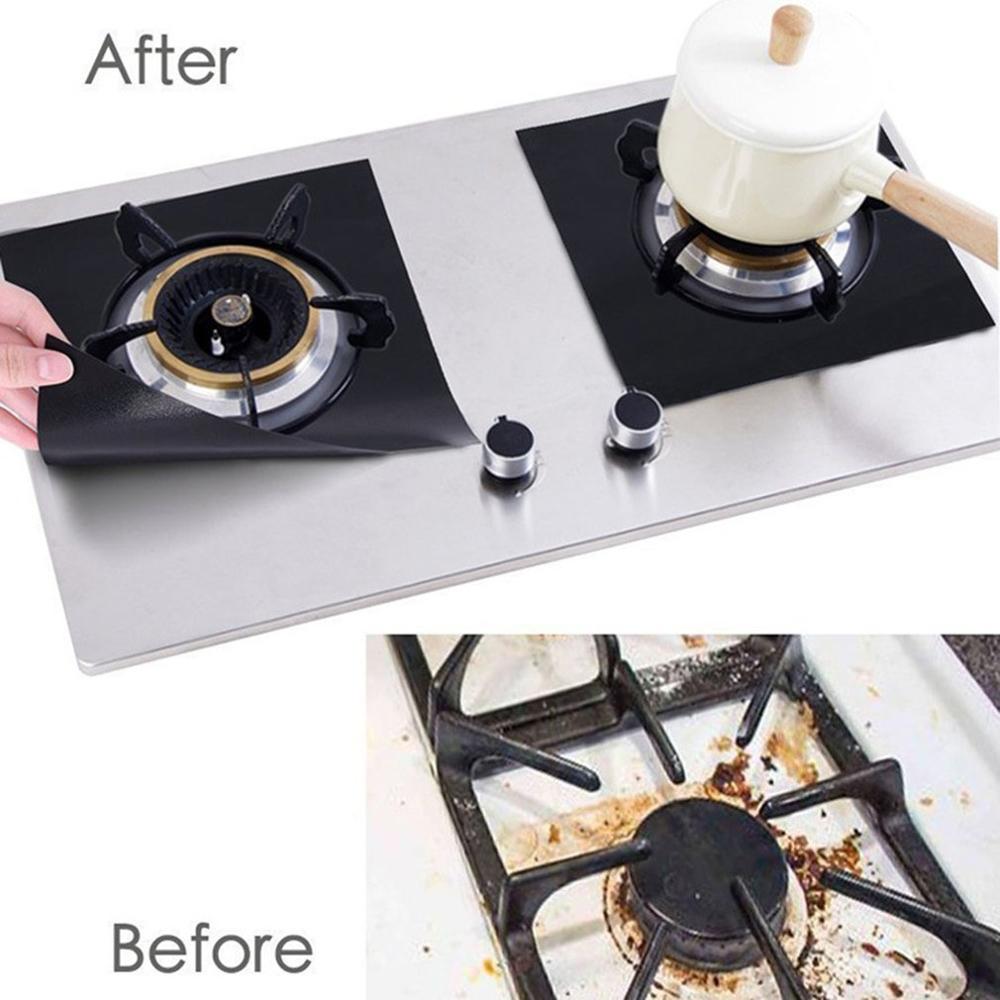 270*270*0.12mm almohadillas protectoras de teflón para estufas de gas, lavables, con aceite y antiincrustantes, para limpiar estufas de gas.