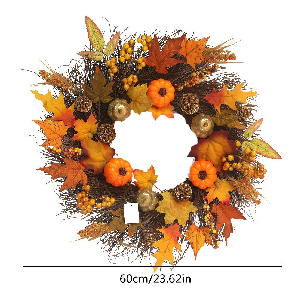 45/60Cm Pompoen Dennenappel Krans Bloemen Kransen Deur Krans Voor Bruiloft Home Party Decoratie Kerst Thanksgiving: 60cm