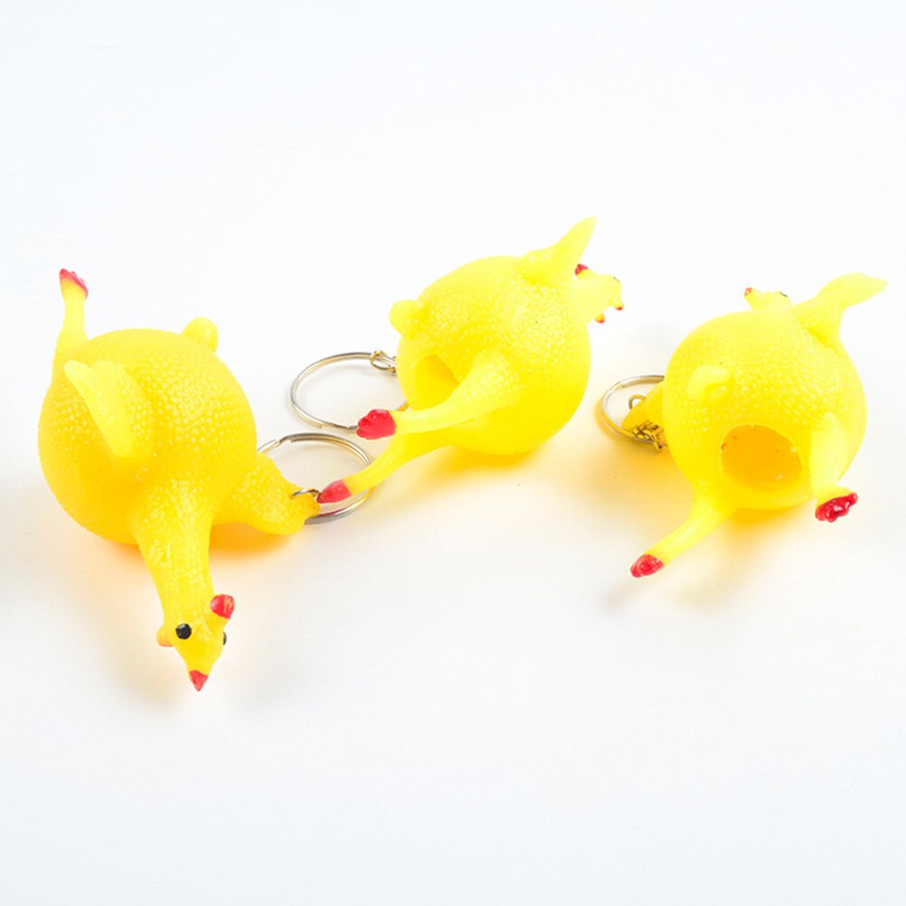 Novità Creativa Divertente Giocattolo di Pollo Fritto Chiave Anello Della Catena Spremere Parodia di Deporre Le Uova Galline Decompressione Ragazzi Portachiavi Regalo Del Partito #30