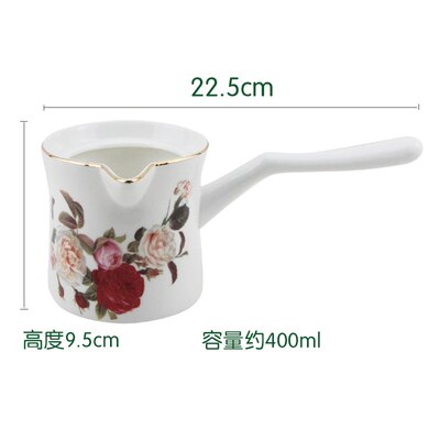 China Ceramics Small Milk Pan 280ml Milk Pot 400ml Coffee Pot Long Single Handle Microwave Steamer High Temperature Pot