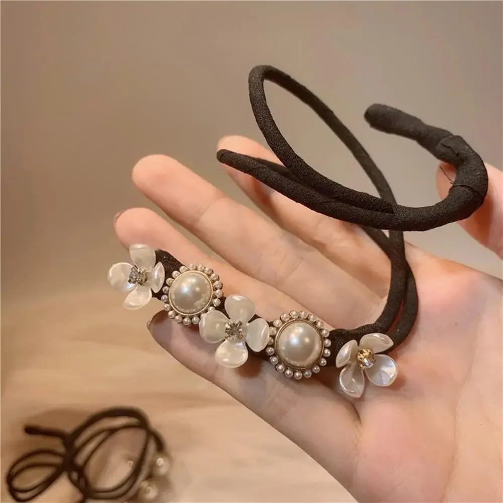 Donut de cristal Floral Updo para mujer, palo de pelo fácil de hacer moños, placa de bricolaje, diadema flexible, accesorios para el cabello,