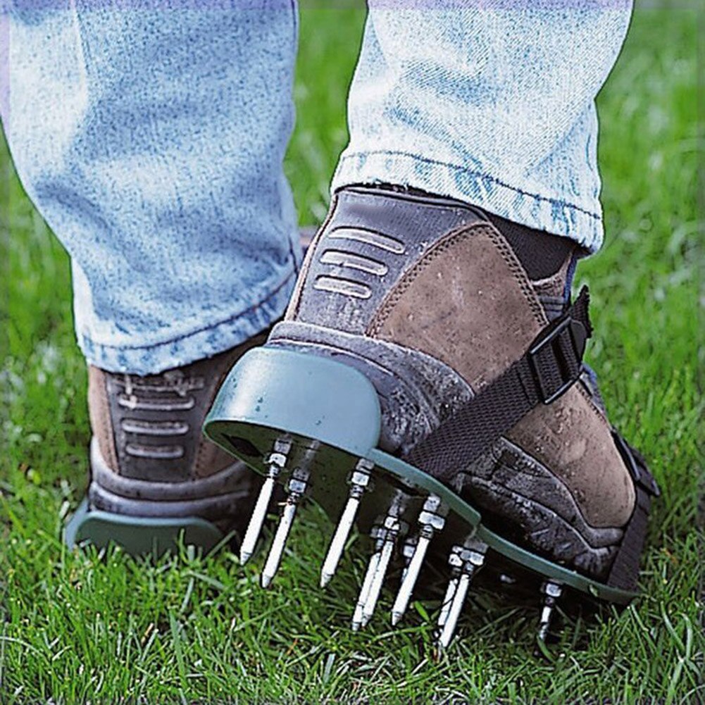 Sandalias de aireador de césped, zapatos de uñas para jardín, cultivador de césped, escarificación, aireador de césped, zapatos de uñas, herramienta de rasgado