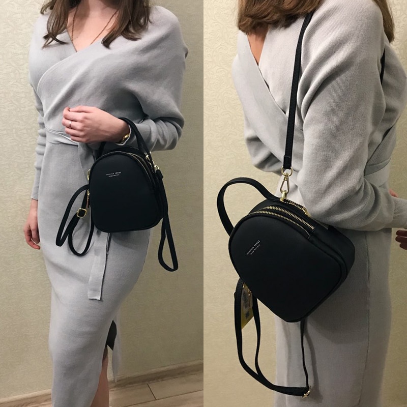 Mini sac à dos en cuir pour femmes, fourre-tout multi-fonction de luxe à bandoulière, sacoche,