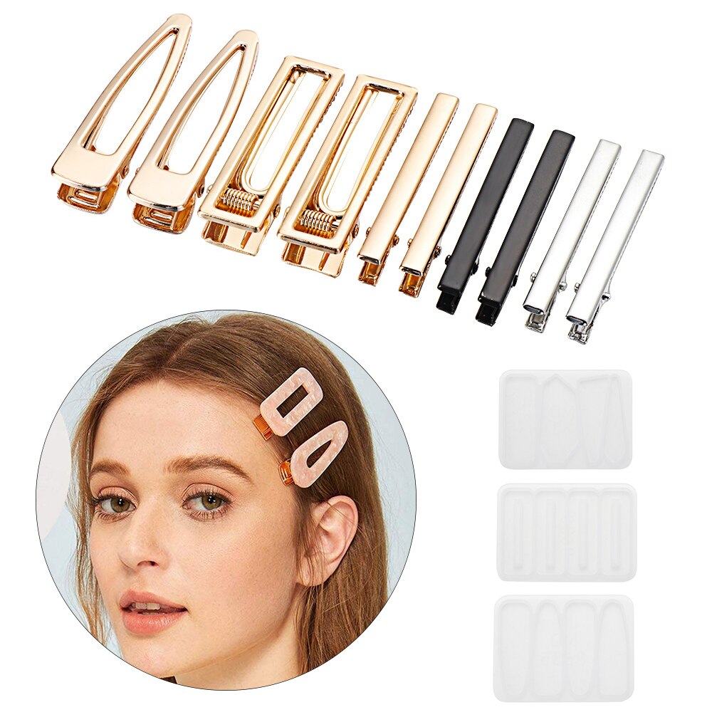 Girl Cute Hair Pin Mold UV Resin Molds DIY Geometric hairpin Molds Handcraft Silicone Mold Resin Jewelry Molds