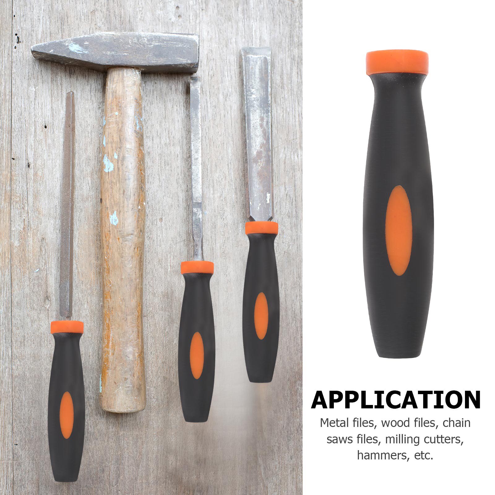 1 Set 10Pcs Practical Rubber File Handles Durable Handles for File (Black)