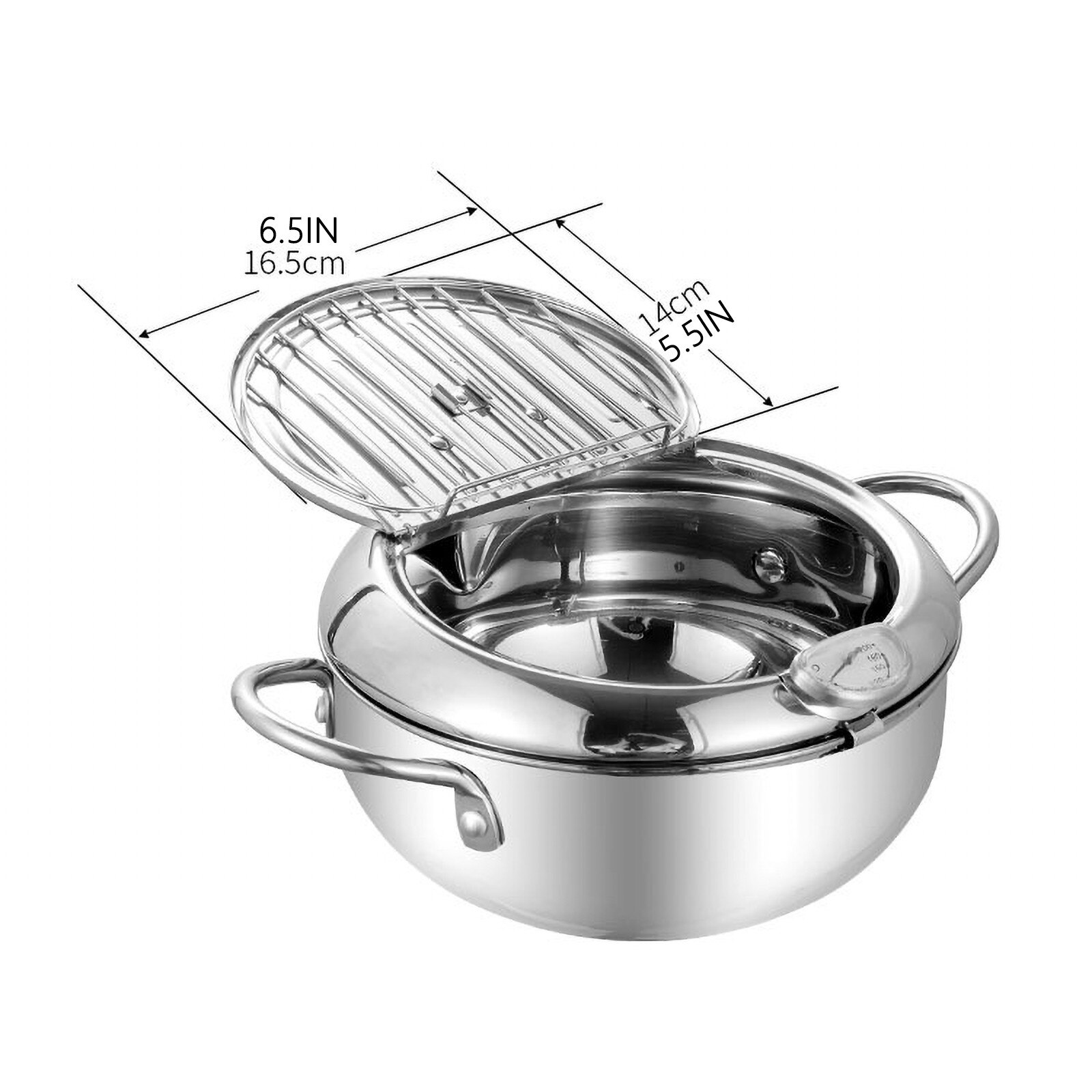 Huishoudelijke Rvs Friteuse Met Zeef En Temperatuurregeling Mini Friteuse Draagbare Camping Voedsel Friteuse Keuken Gereedschap: A 304 20CM