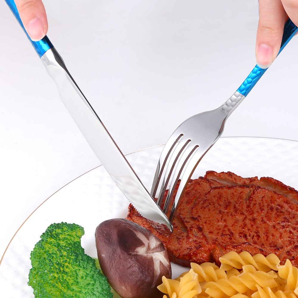 5/20PCS Flatware Silverware Set Rainbow Stainless Steel Colorful Dinner Knife Fork Scoop Dinnerware Set Hotel Tableware Utensil