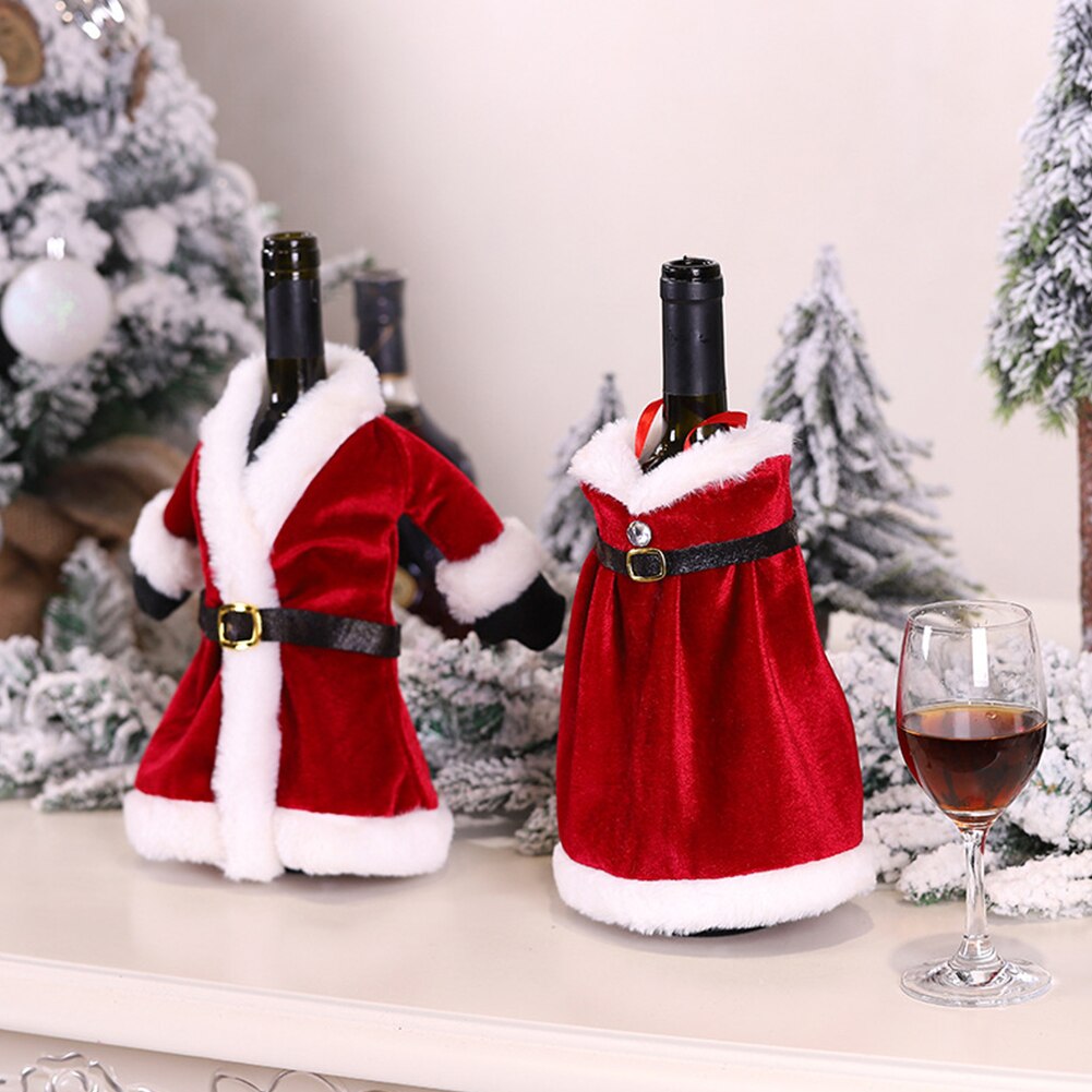 Kerst Kleding Rode Wijn Fles Cover Diner Tafel Decor Wijnfles Cover Jaar Etentje Tafel Decors