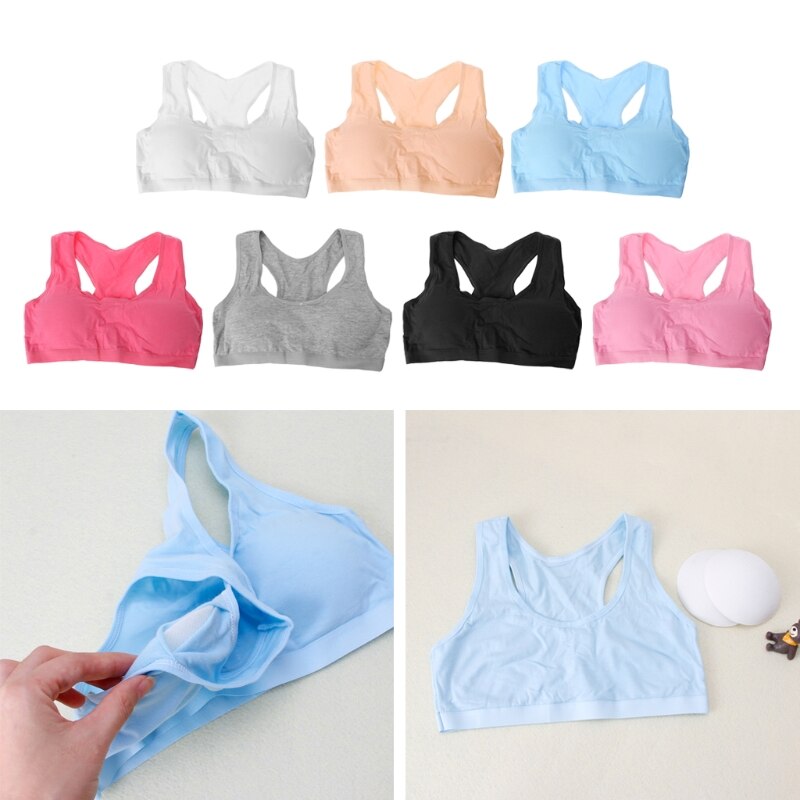 Sujetadores de pubertad de entrenamiento pequeños inalámbricos de algodón para chicas chico ropa interior para deporte
