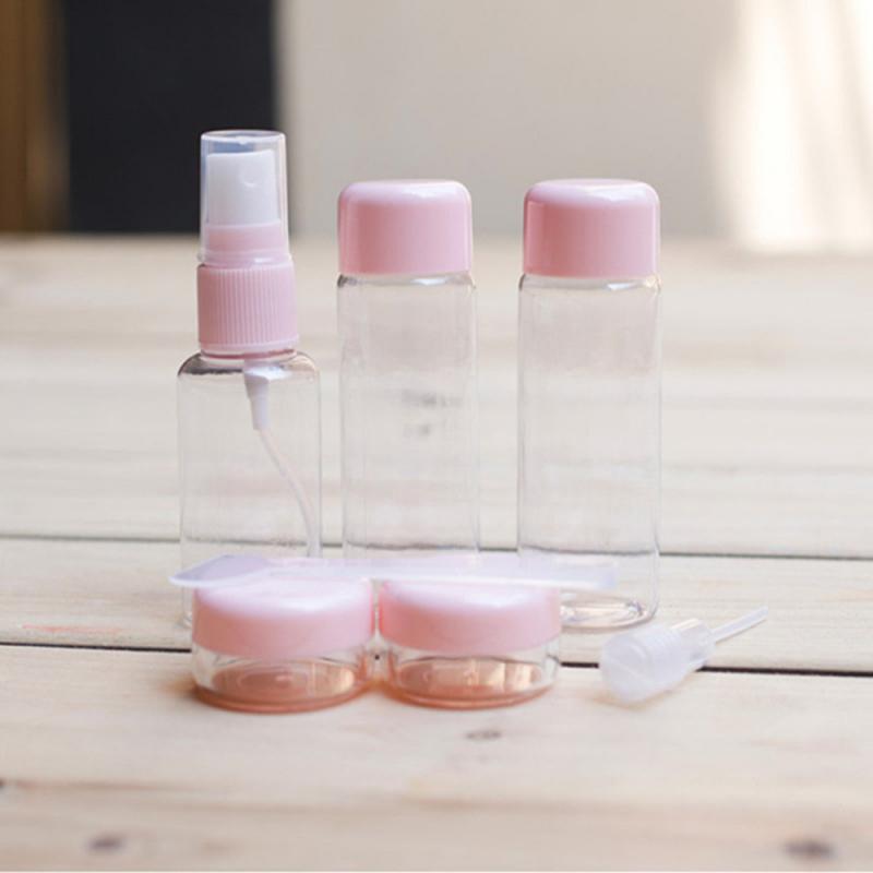 7pcs/Set Mini Makeup Cosmetic Face Cream Pot Bottles Plastic Transparent Empty Make Up Container Bottle Travel Kit Accessories
