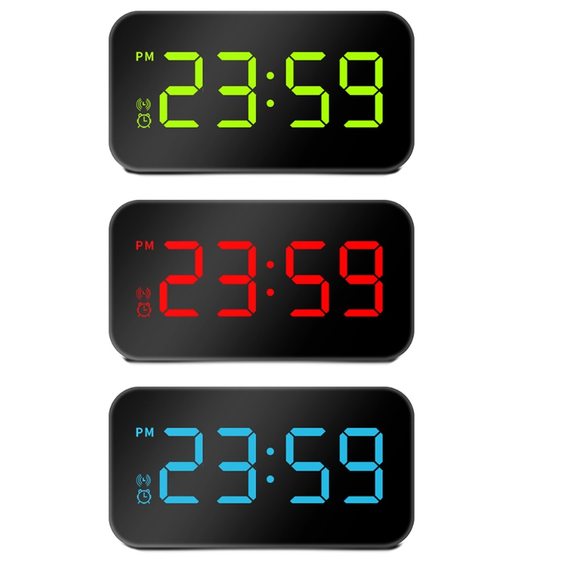LED Digital Voice Control Alarm Clock Dual USB Powered Easy Snooze Brightness Adjustment Battery Backup Bedside Clock
