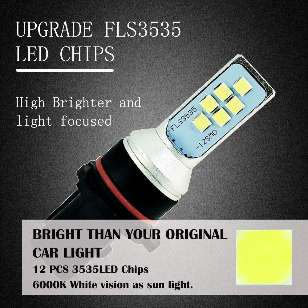5202 h16 lampe led  p13w psx 24w pære psx 26w led 12 smd 3535 auto parkering tåke drl lampe bil kjørelys 12v