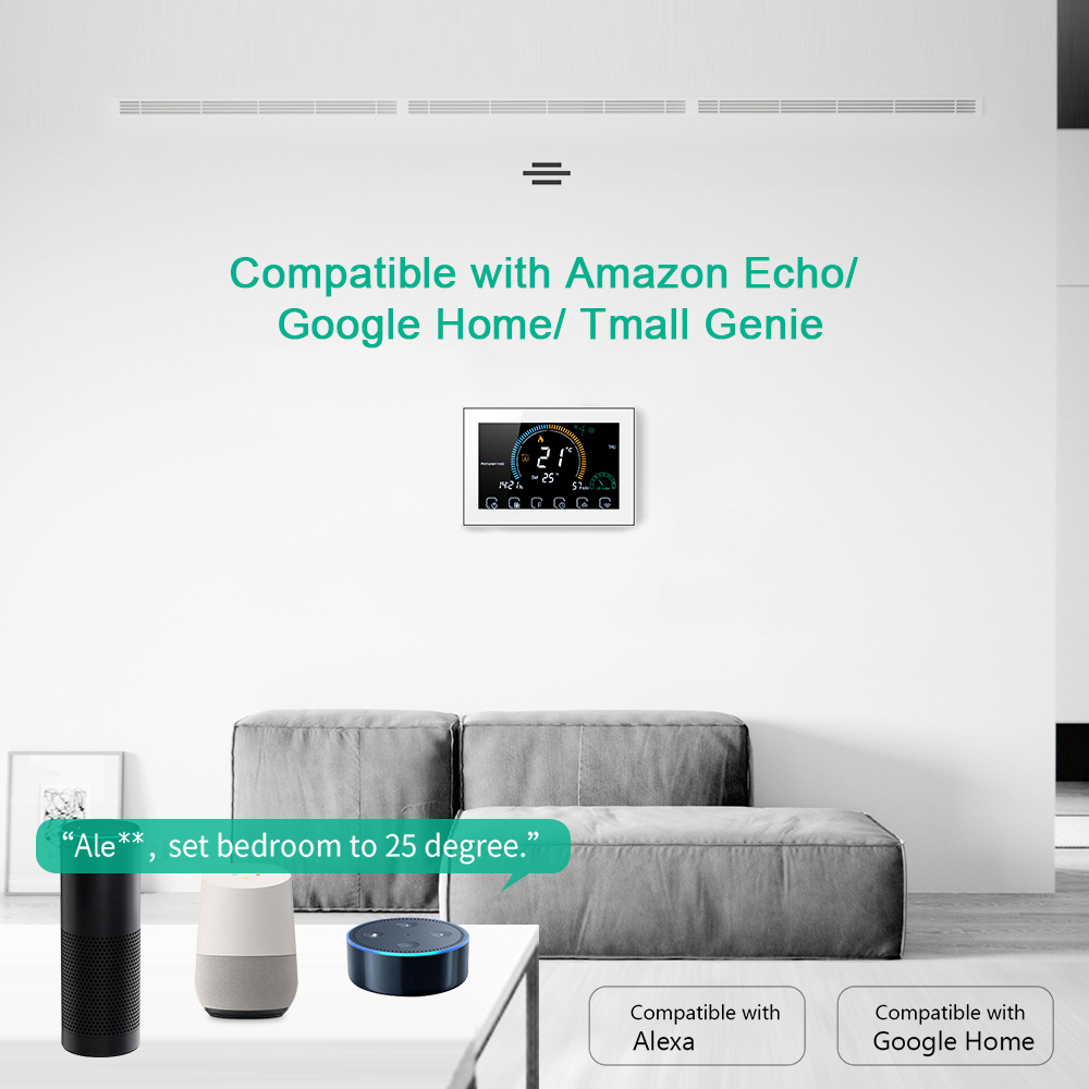 Wireless Thermostat Touch Screen Programmable Temperature Controller for Room Heating with Gas Boiler and Actuator with Tuya