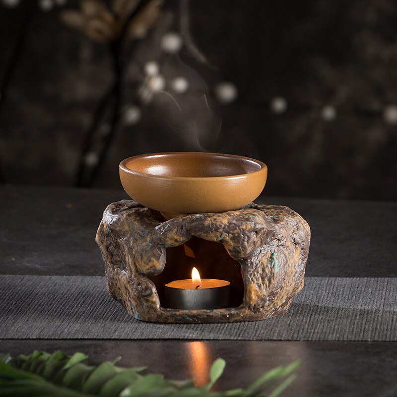 Base calefactora para velas, calentador de té de estilo Retro japonés, tetera de piedra, juego de té de Kung Fu, Base aislante de cerámica