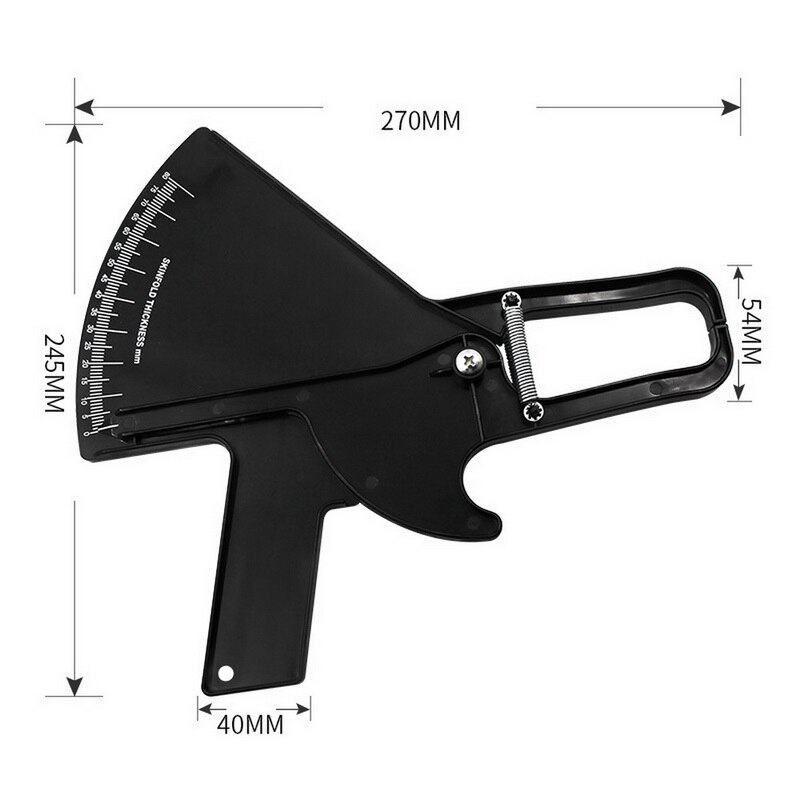 Fitness Body Fat Caliper Handheld Vet Dikte Meten Heerser Slanke Gids Huidplooi Maatregelen Gereedschappen Voor Mannen En Vrouwen: black
