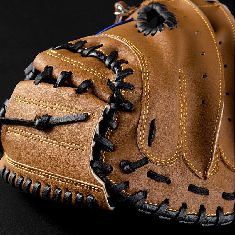 Thicken Outdoor Sports Brown Black PVC Baseball Catcher Glove Softball Practice Equipment Size 12.5 Left Hand for Adult Training