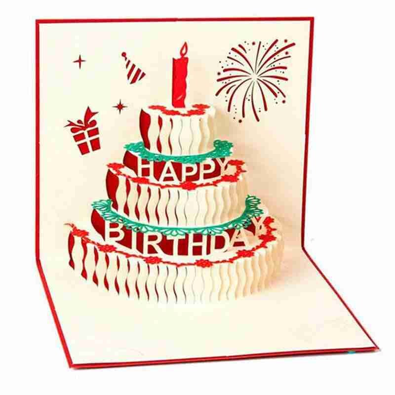 Anniversaire musique lumière carte de voeux noël et voeux 3D carte stéréo année F0W3
