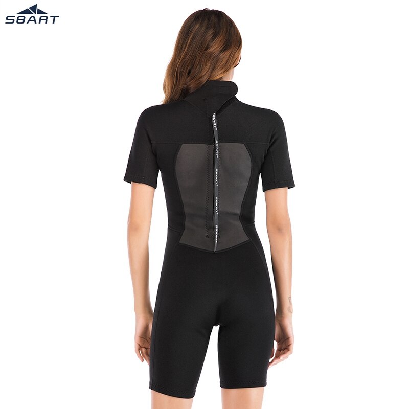 Sbart 2mm dames neopreen wetsuit elastisch kleur surf duikpak kleding korte mouwen eendelig getailleerde warme surfuitrusting