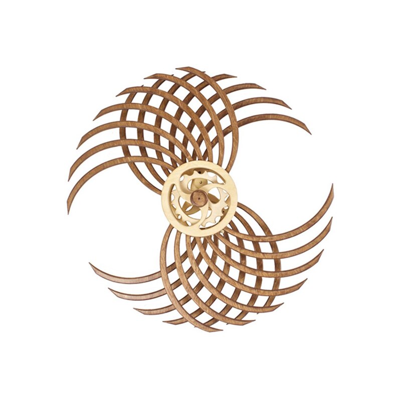 Retro 3D Handmade Wooden Windmill Reversal Statue Rotating Sculpture For Garden Decorations