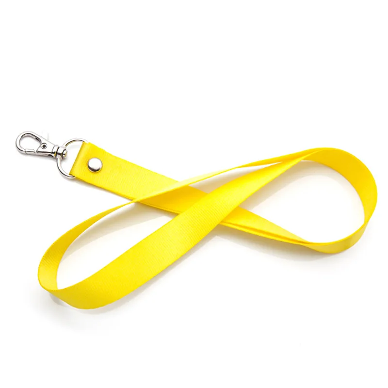 1Pcs Thicken Pure Color Lanyards Safety Hanging Neck Strap Lanyard For Mobile Phone ID Name Badge Holder Keys Metal Ring: Yellow / Gold