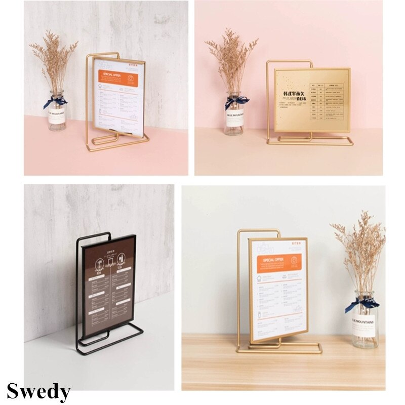 Double Side Rotating Table Menu Card Holder Photo Picture Poster Frame Countertop Price Listing Holder Display Stand