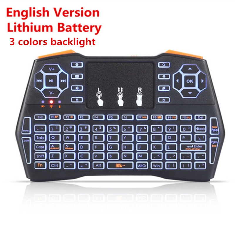 I8 Plus Android TV BOX Keyboard 2.4GHz Wireless Mini Wireless Keyboard, Touch pad Mouse Intelligent Game Backlight Keyboard: 3C backlit  Eng