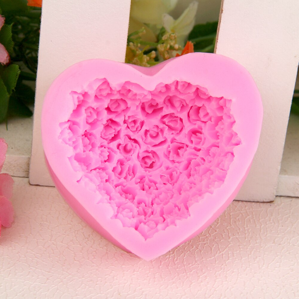 Mooie Hart Zeep Siliconen Mal Bloem Roos Diy Vorm Fondant Zeep Maken 3d Handgemaakte Decorating Mould Handgemaakte Lijm Mold