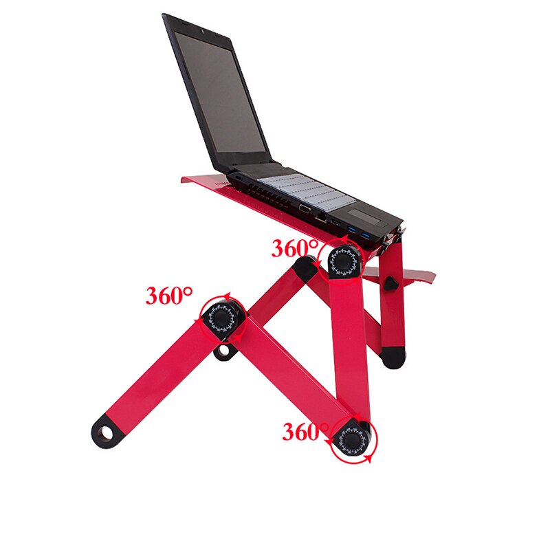 360 degrés en aluminium ajuster la hauteur ordinateur Portable ordinateur Portable Table de bureau + ventilateur de refroidissement + tapis de souris ergonomique Portable TV lit bureau d'ordinateur Portable